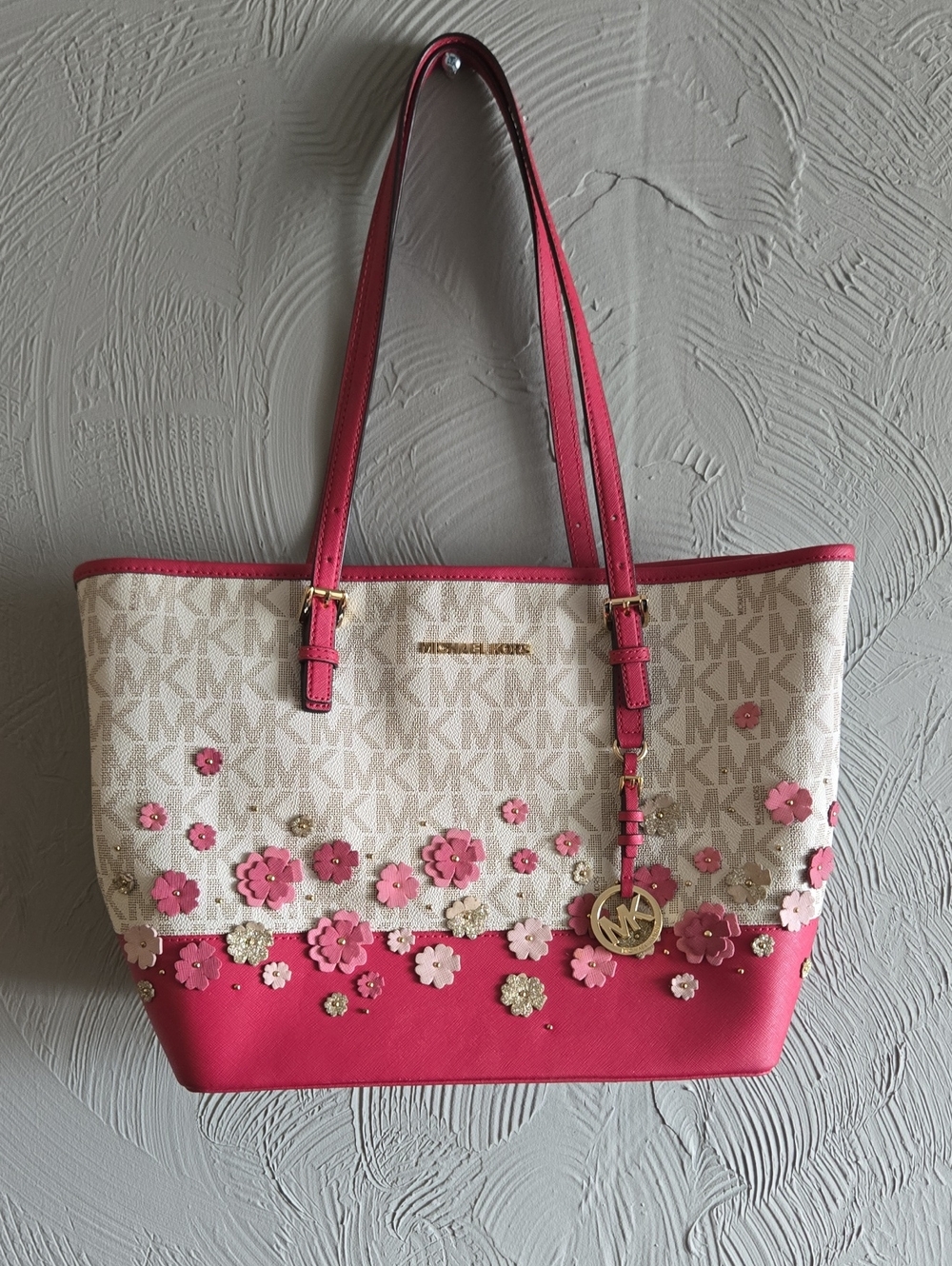 Michael Kors Pink Floral Logo Tote